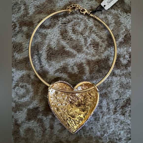 Large pink heart necklace amazing Natasha